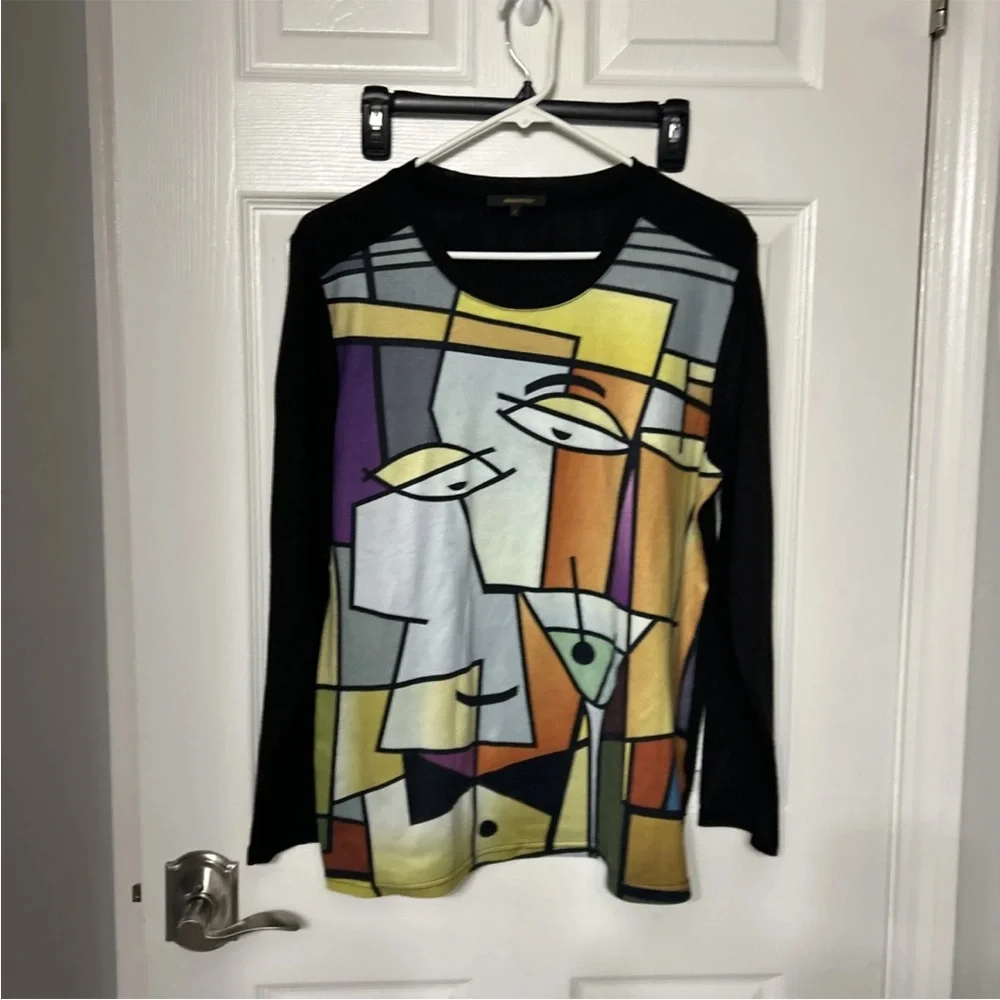 Radzoli Women’s M  Multicolor Art To Wear Long Sleeve Tunic Top - Picture 2 of 6